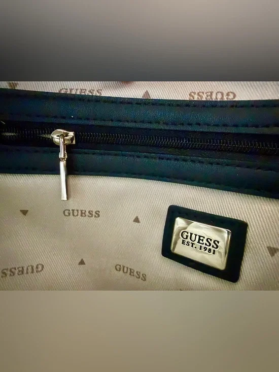 GUESS Black Quilted Tote with Front Zip Pocket - Picture 3 of 8